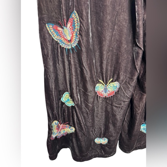 NWT Johnny Was Brown Luciana Velvet Wide Leg Butterfly Pant $365 - Picture 7 of 10